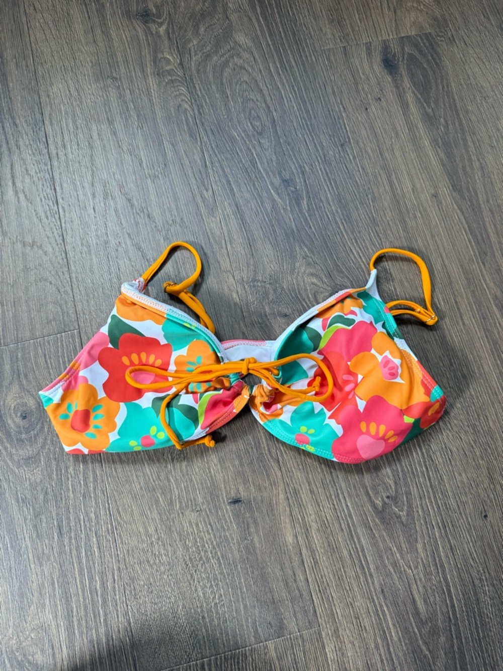 SHEIN Multicolor Floral Bikini Top - Orange, Pink, Teal, Green